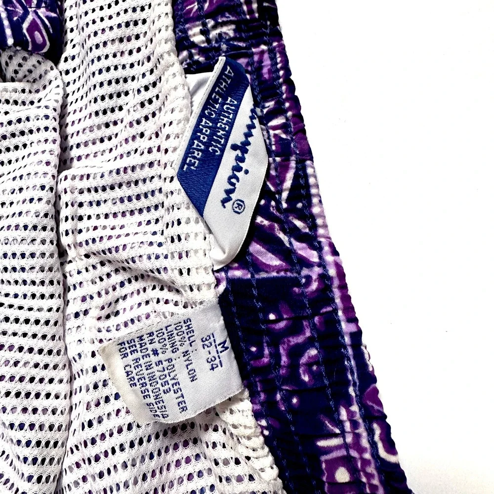 Champion Athletic Shorts Men's Purple Patterned Swim‎ Trunks Casual Activewear M